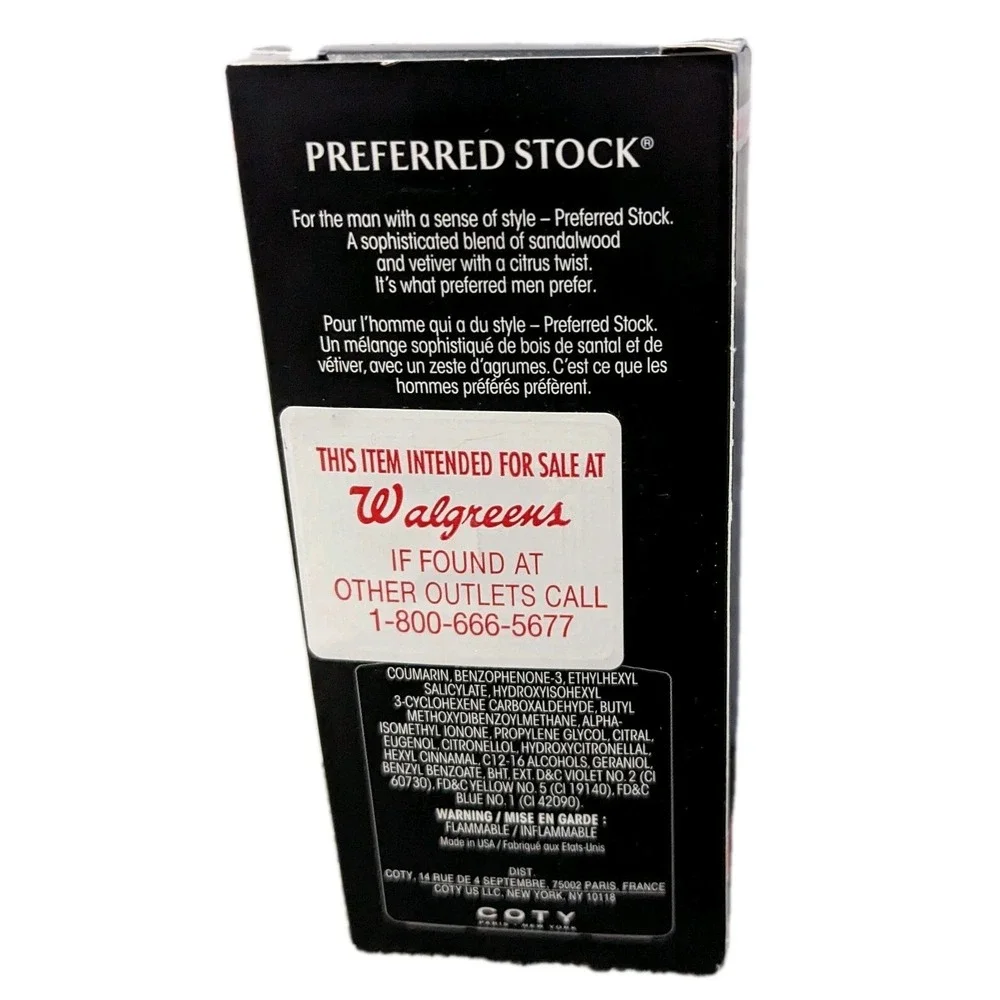Unused Men's Preferred Stock Stetson‎ Vintage After Shave COTY 0.5 oz In Box